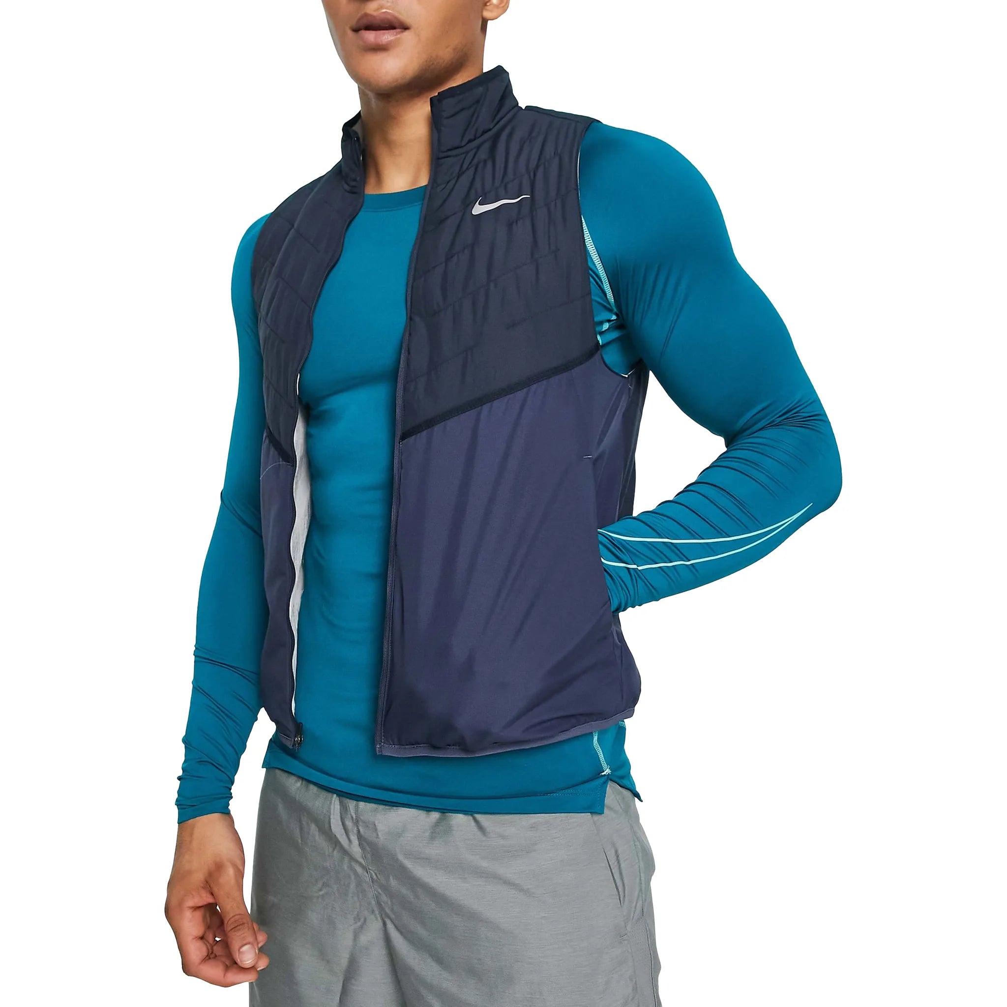 Nike Therma Fit Repel Navy Vest - Waterproof Windproof Lightweight Running Jacket for Men - Perfect for Outdoor Sports, Hiking & Cold Weather Activities