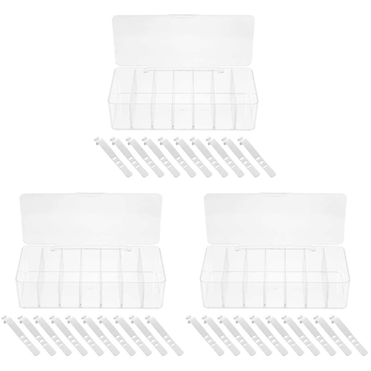 Cabilock 3-Piece Clear Plastic Cable Management Box Set - Portable Charger & Wire Organizer for Desk, Cord Storage, and Home Office Organization | Perfect for Decluttering Cables, Chargers, and Electronic Accessories