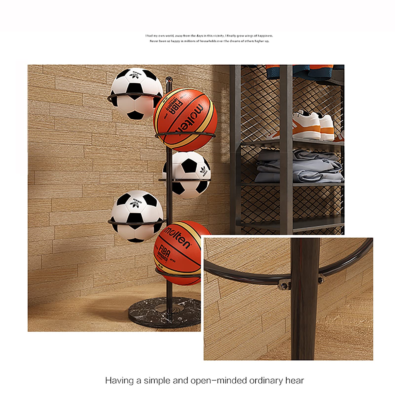 CMMC Home Sports Ball Storage Rack - Organizer for Football, Basketball, Volleyball - Perfect for Kindergarten, Playroom & Gym Equipment Organization