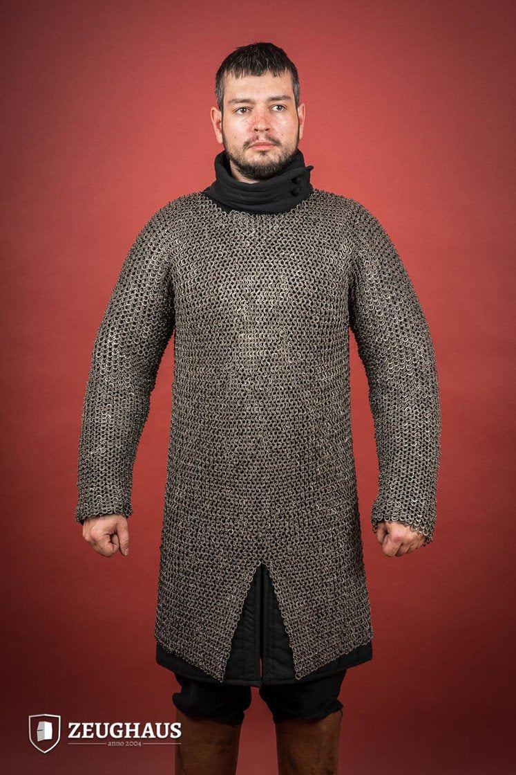 Stainless Steel Chainmail Hauberk - 9mm Flat Ring Riveted Medieval Armor for LARP, Cosplay & Historical Reenactment