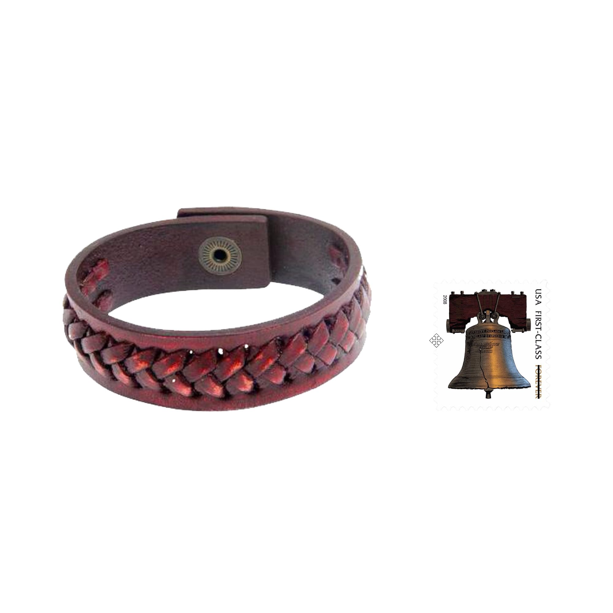 Handmade Genuine Leather Bracelet for Men & Women - Red Warrior Design - 7.25 Inch Adjustable Wristband - Indonesian Artisan Crafted - Boho Chic Jewelry for Casual Wear, Gift Giving & Festival Fashion