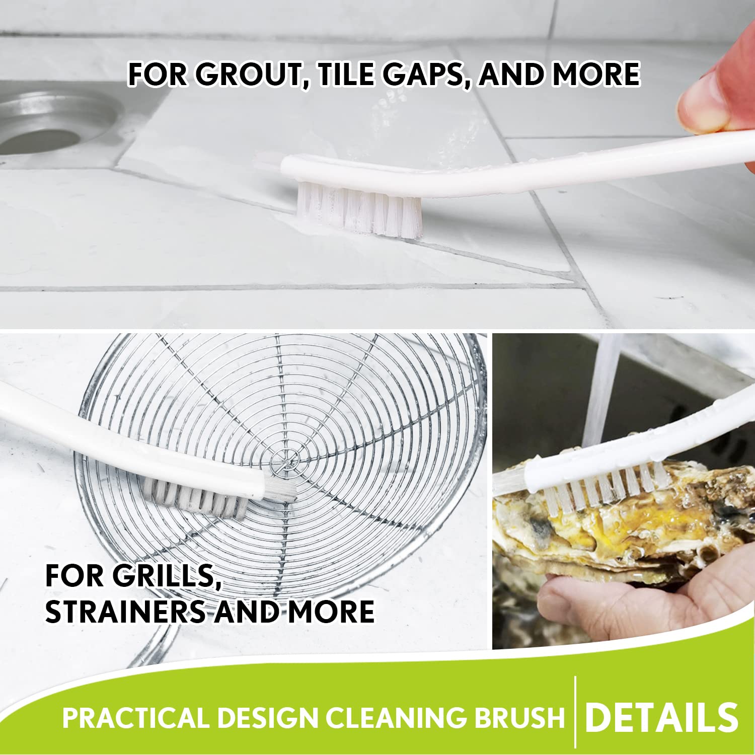 Small Scrub Brushes for Kitchen Cleaning - Tile, Sink & Appliance Scrubber Set for Home Use