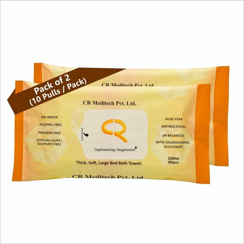 CR Meditech Antibacterial Body Wipes for Adults - Aloe Vera & Vitamin E Enriched, Alcohol-Free, Paraben-Free Disposable Wet Wipes (20 Count) - Ideal for Travel, Gym, Post-Workout, Bed Bath & On-the-Go Hygiene
