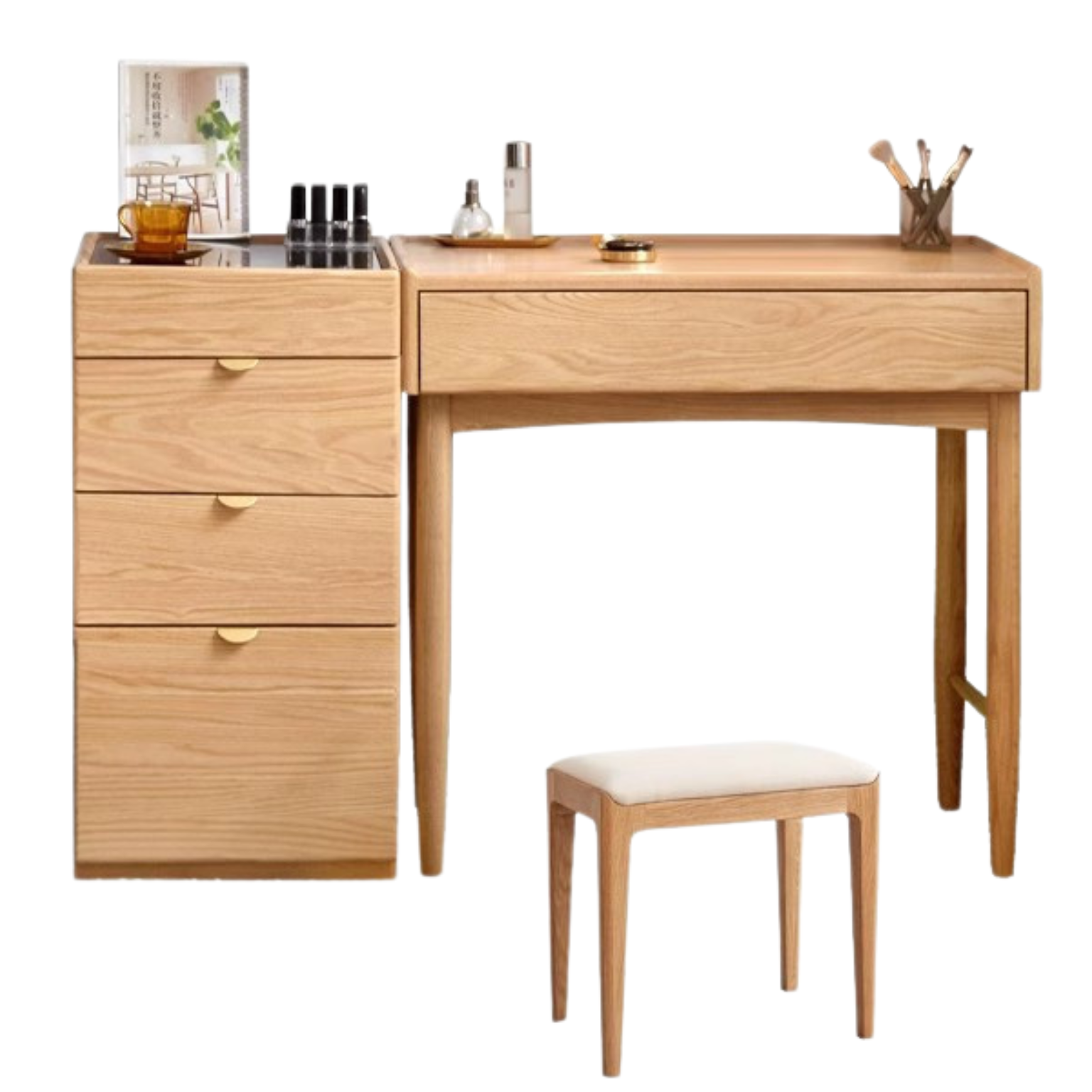 out of stock 31.5x19.9x30.3 inch / 80x50.5x77 сm / Natural Wood Color / Makeup table + Drawer + Makeup stool off-white