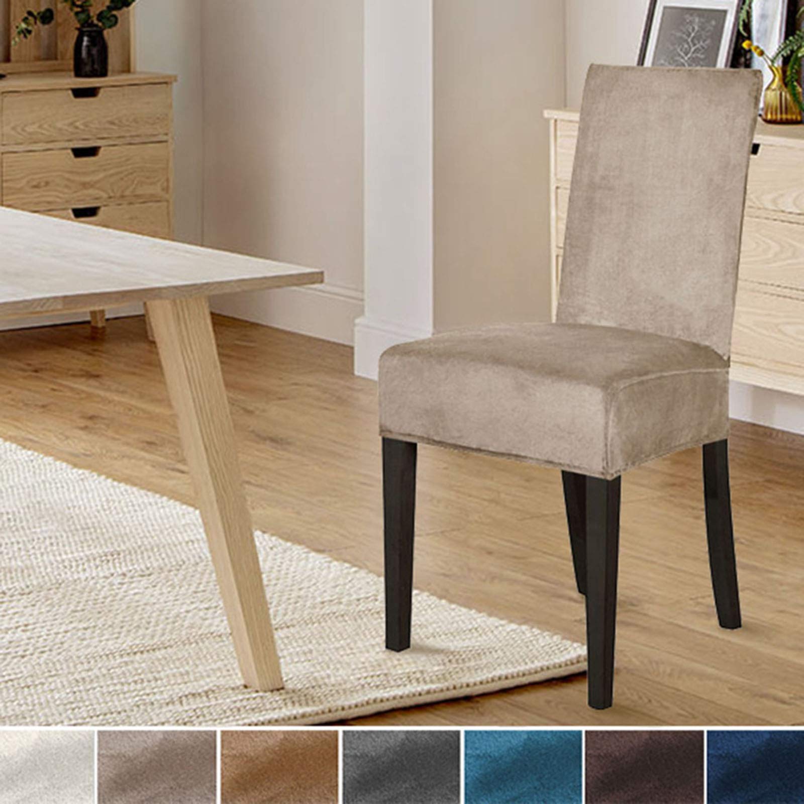 Elastic High Back Dining Chair Covers Set of 6 - Machine Washable Anti-Slip Stretchable Chair Protectors for Dining Room, Party, Wedding & Home Decor - Fits Most Standard Chairs
