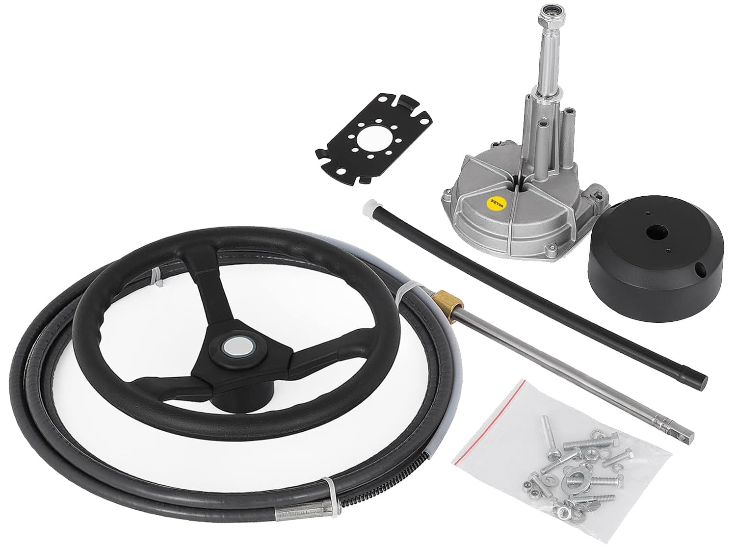 VEVOR Boat Steering System Kit - Hydraulic Steering System for Outboard Motors, Compatible with Yamaha, Mercury, Honda - Perfect for Fishing Boats, Pontoon Boats & Marine Applications