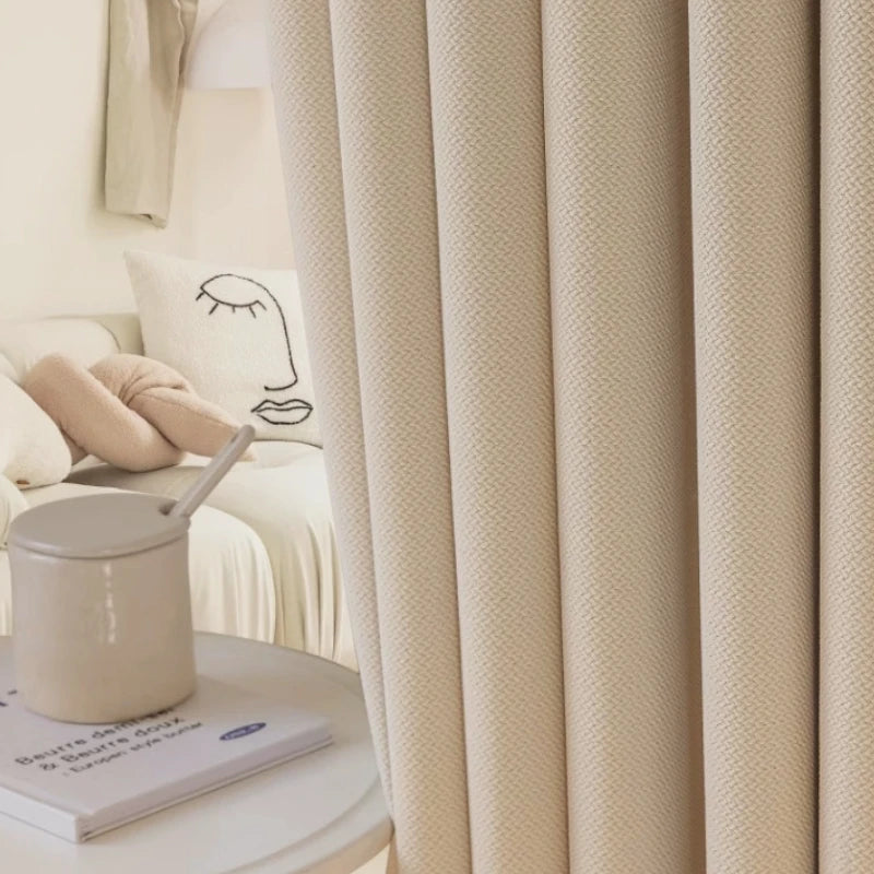 Amalia Cotton Linen Japandi Textured Room Darkening Curtains - Blackout Window Drapes for Bedroom, Living Room & Nursery - Noise Reducing & Light Blocking Home Decor