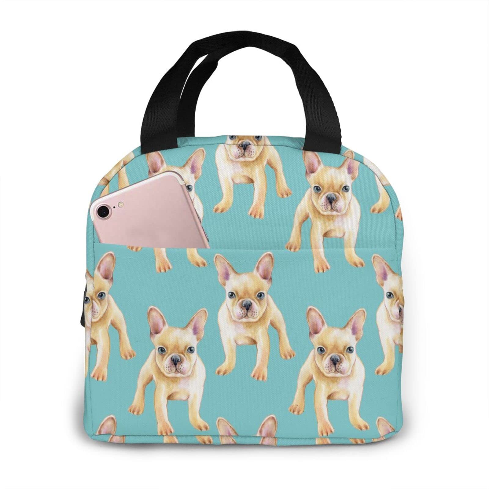 Insulated French Bulldog Lunch Bag for Women & Men - Reusable Tote Lunch Box for Work, School & Picnics | Cute & Durable Food Container