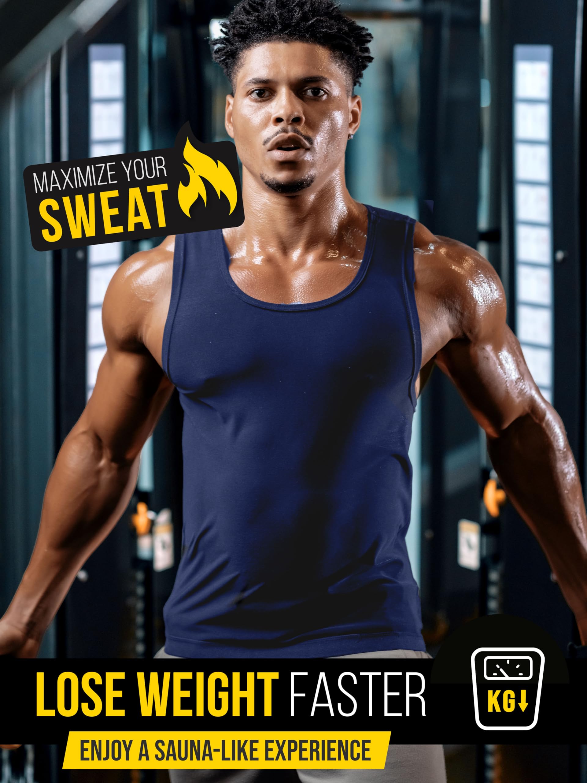 Men's Weight Loss Sauna Vest with Sweat & Compression Technology - Thermal Workout Vest for Men, XS to 7XL - Ideal for Gym, Running & Home Fitness Training