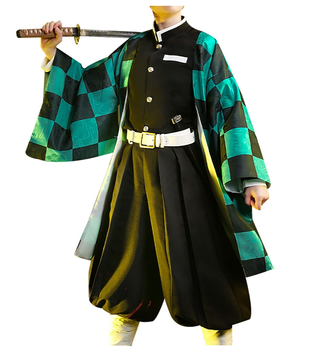 Men's Green and Black Kimono Cosplay Costume - Anime Samurai Outfit for Halloween, Conventions & Themed Parties