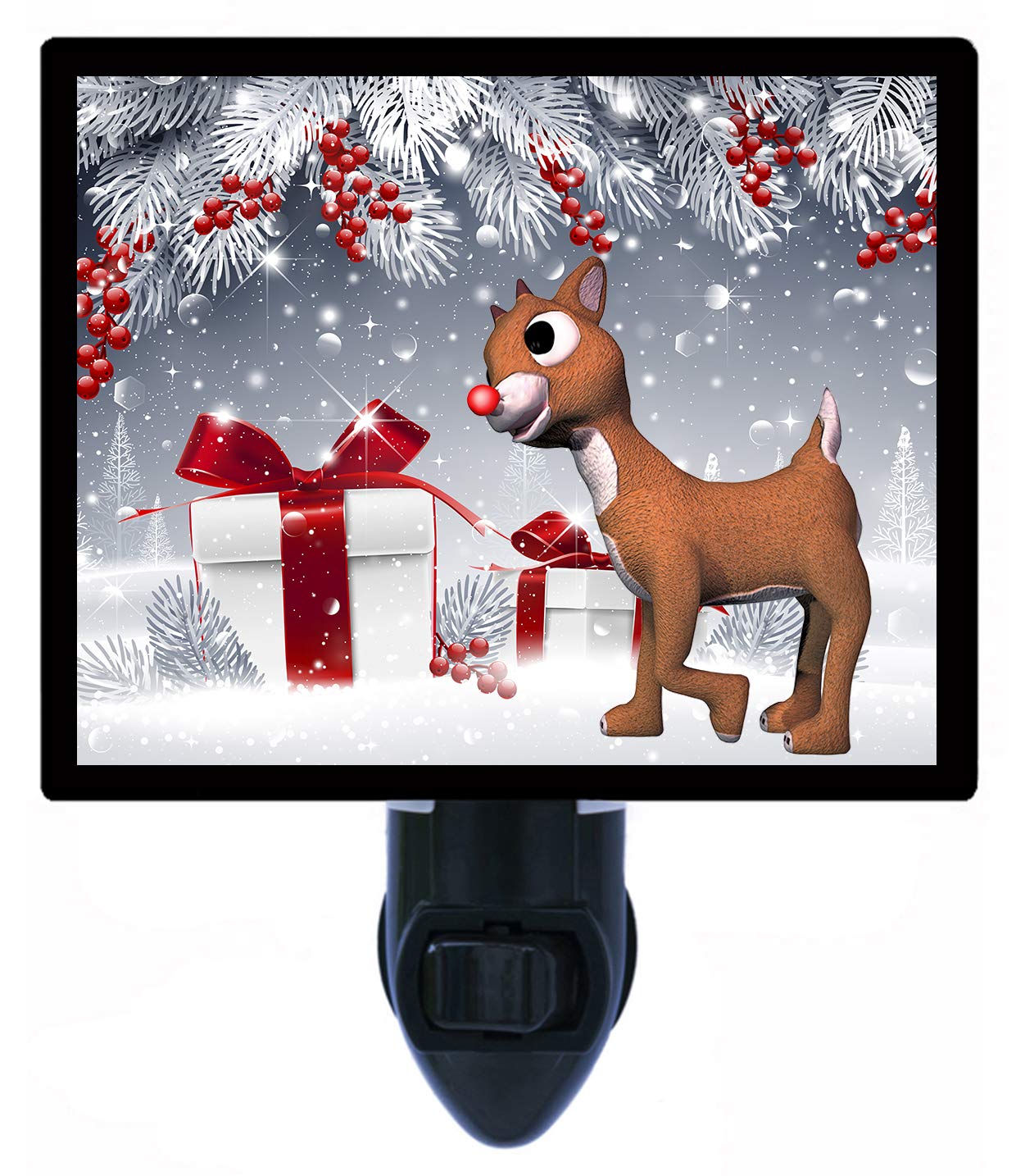 Christmas LED Decorative Photo Night Light - Rudolph Reindeer Holiday Decor for Bedroom, Nursery & Christmas Tree (Perfect for Holiday Gifts & Winter Home Decor)