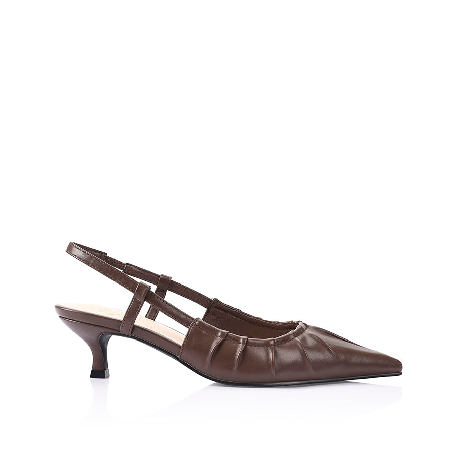 Lucius Slingback Kitten Heels for Women - Comfortable Low Block Heels (2.5 Inch) in Chocolate Brown | Perfect for Office, Wedding & Daily Wear