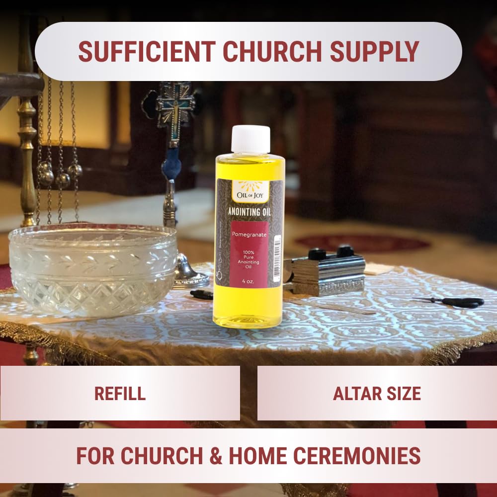 Pomegranate Anointing Oil for Prayer & Christian Worship - 4oz Holy Oil of Joy - Perfect for Spiritual Healing, Bible Study & Church Ceremonies