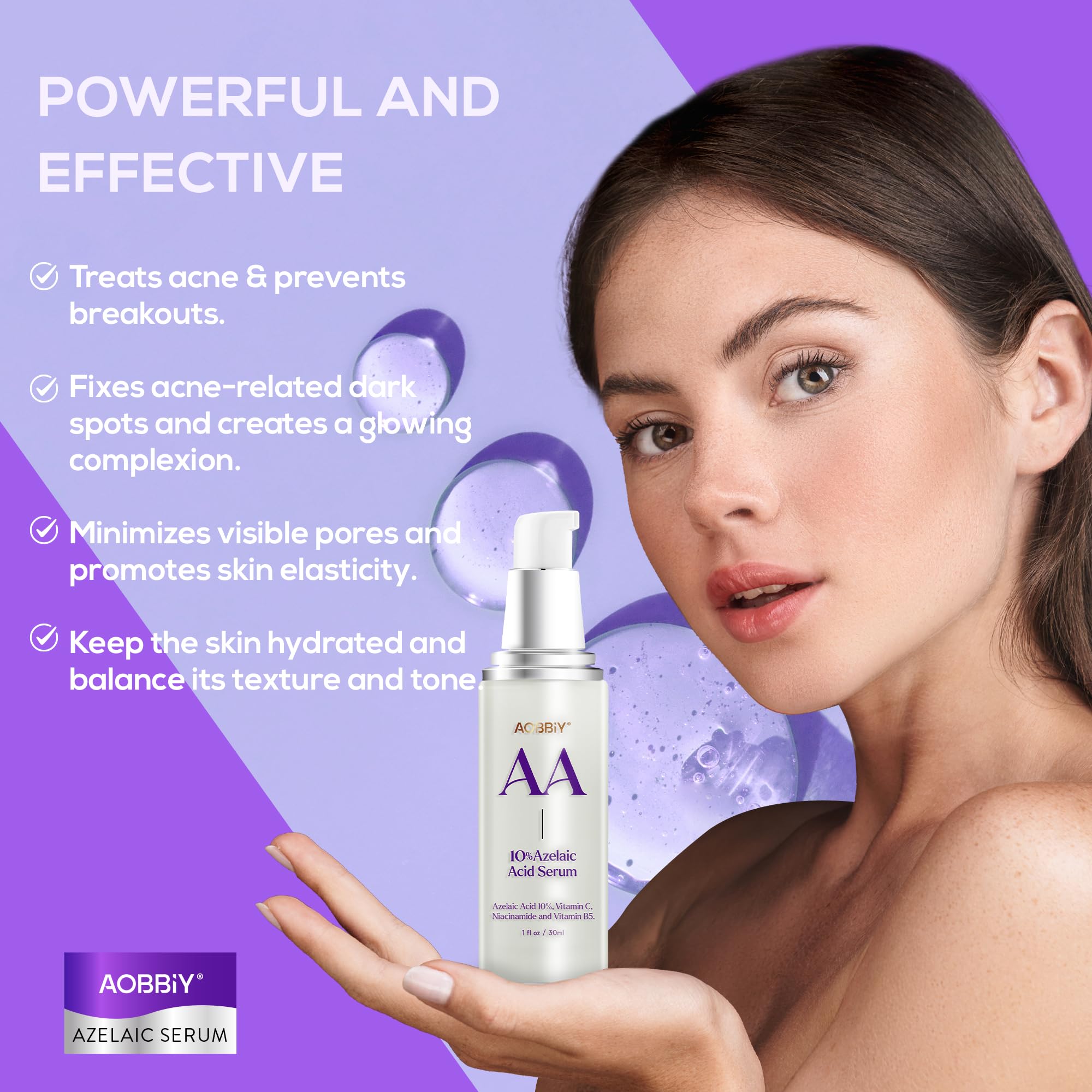 10% Azelaic Acid Serum for Acne Treatment & Skin Brightening - Rosacea Care with Niacinamide & Vitamin C - Redness Relief Facial Serum (1 Fl Oz/30ml) - Perfect for Morning & Night Skincare Routine