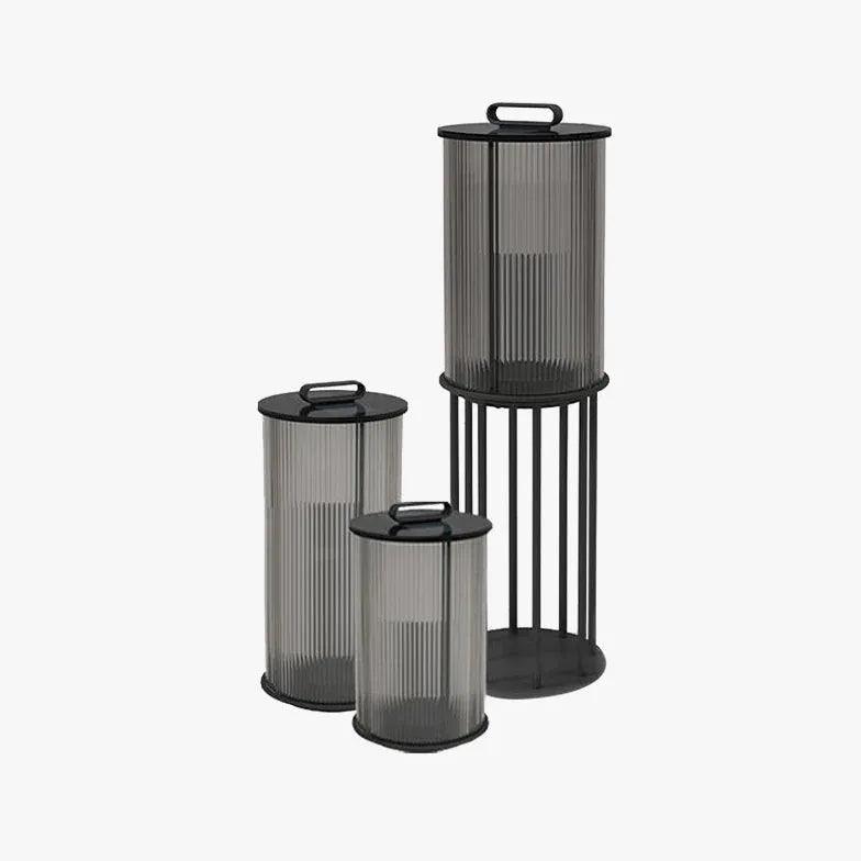 Modern Transparent Vertical Striped Outdoor Floor Lamp - Waterproof & Durable for Patio, Garden, Deck, and Poolside Lighting