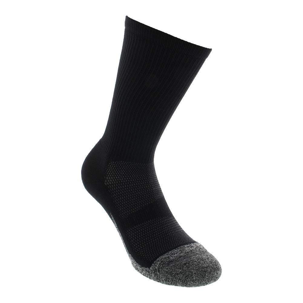 Elite Light Cushion Mini Crew Tennis Socks for Women & Men - Breathable Athletic Socks for Running, Workout, Gym & Sports - Black Performance Socks