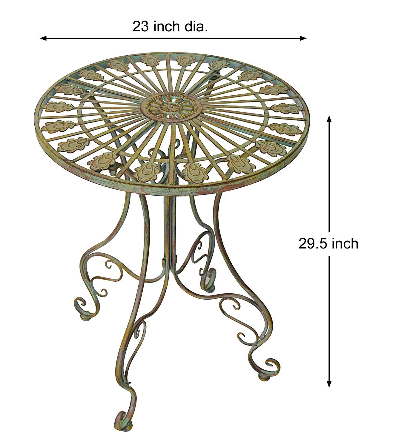 Westcharm Elegant Metal Bistro Table for Outdoor Patio - Curved Legs with Scrolling Heart & Peacock Tail Design - Perfect for Garden, Balcony, and Backyard Dining