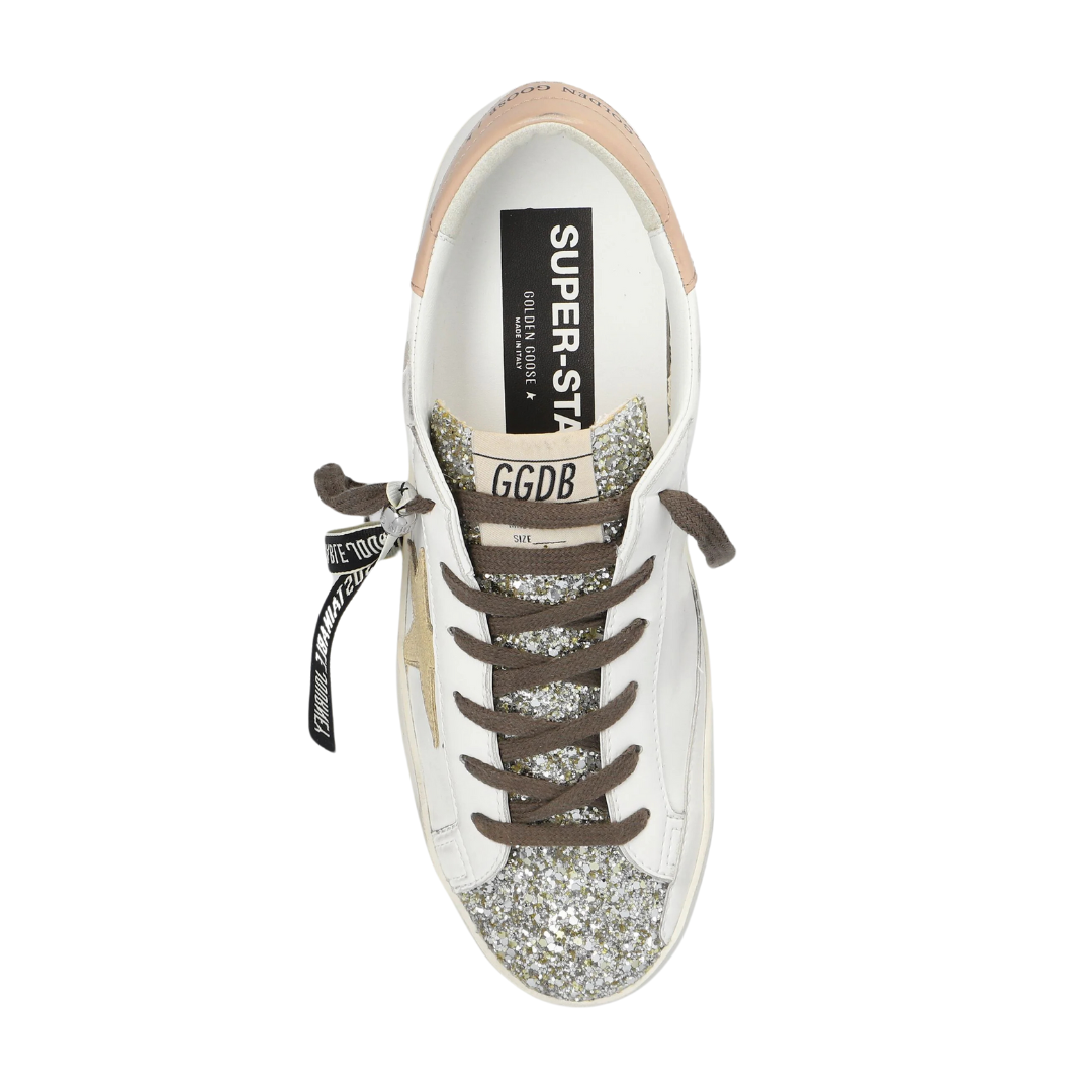 Glitter Toe & Cocoa Lace Superstar Women's Fashion Sneakers - Trendy Casual Shoes for Women, Perfect for Streetwear, Parties & Everyday Wear
