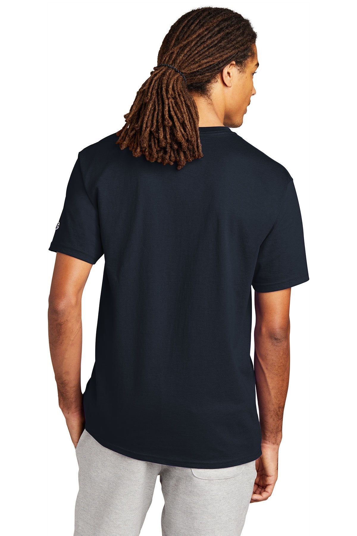 Champion Heritage Jersey Tee for Men & Women - Soft Cotton Crewneck T-Shirt in Navy Blue - Casual Wear, Gym, Lounge & Everyday Outfits