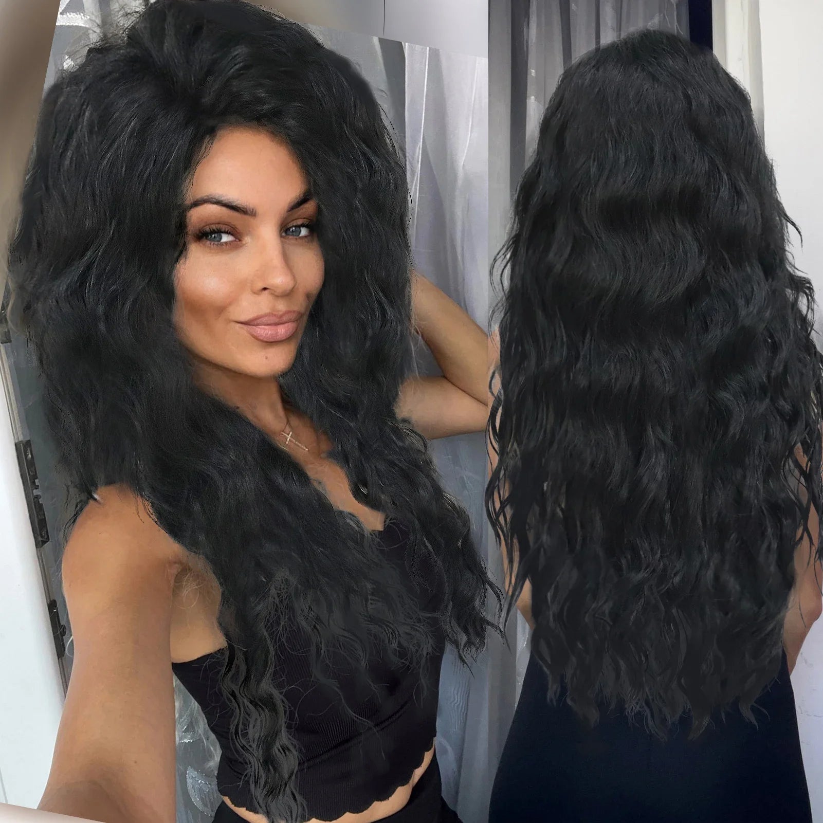 Ash Blonde Synthetic Long Curly Wig for Women - Fluffy Ombre Wave Hairstyle | Perfect for Costume Parties, Carnival, Cosplay & Daily Fashion
