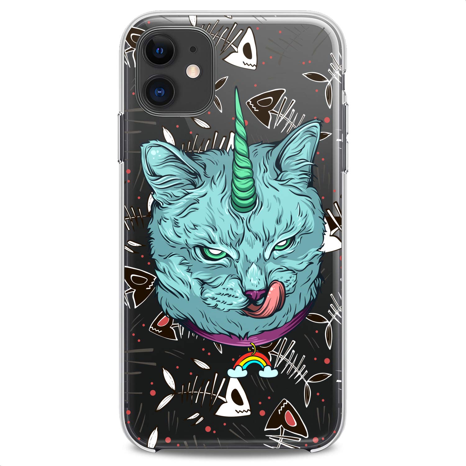Premium Flexible TPU Phone Case for iPhone 16/15/14/13/12/11 Pro Max/Plus/Mini/Xs/Xr/X/8/7/6/5/SE - Slim Clear Silicone Cover with Cute Unicat Design for Women & Teens (Green) | Perfect for Everyday Protection & Stylish Outfits