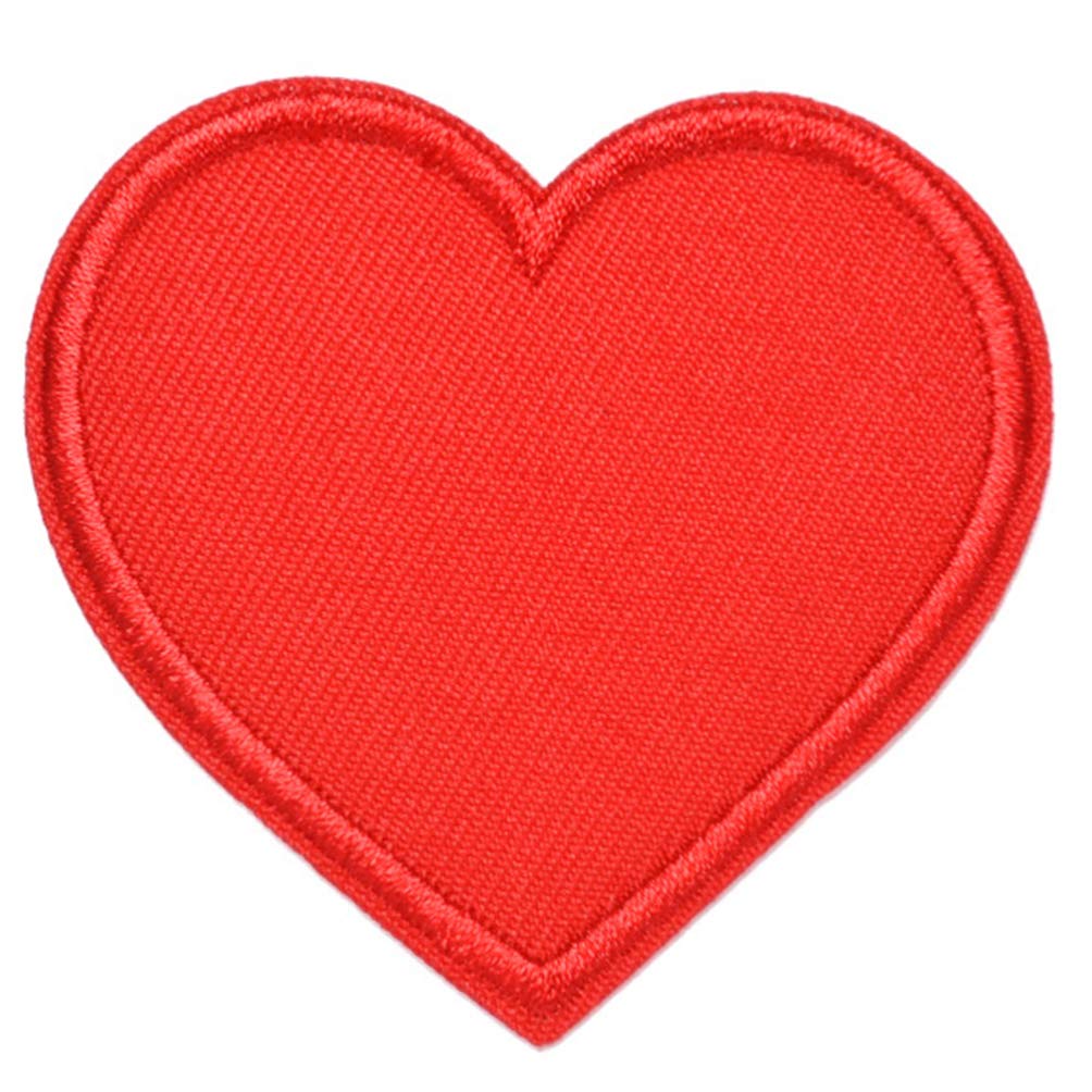 8 Pcs DIY Sewing Patches - Red Heart Shaped Appliques for Clothes, Jackets, Jeans & Bags - Iron On & Sew On Fabric Decorations for DIY Crafts & Fashion Upcycling