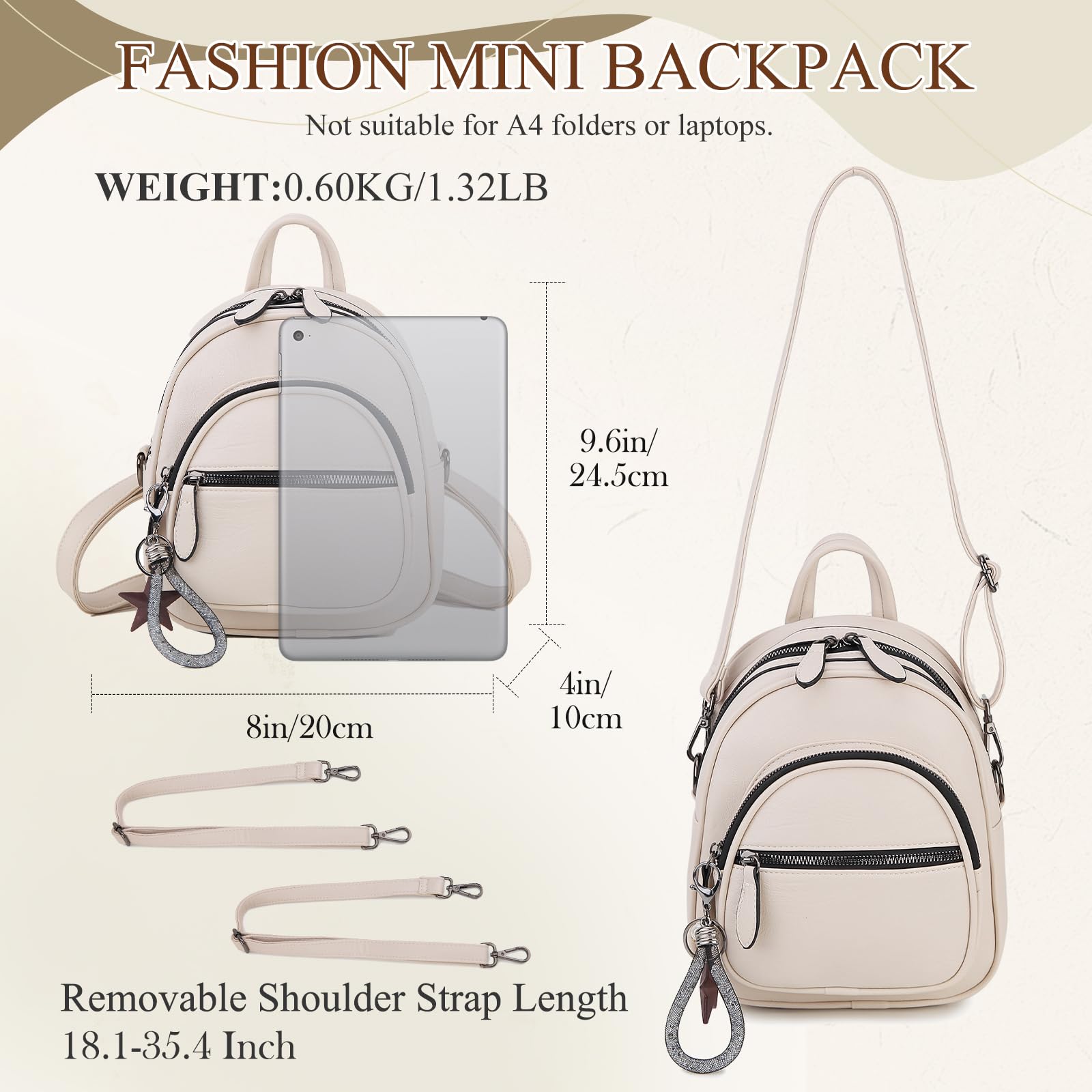 VX VONXURY Mini Backpack Purse for Women - Small Convertible Crossbody Bag with Detachable Straps, Fashionable Daypack for Travel, Work & School