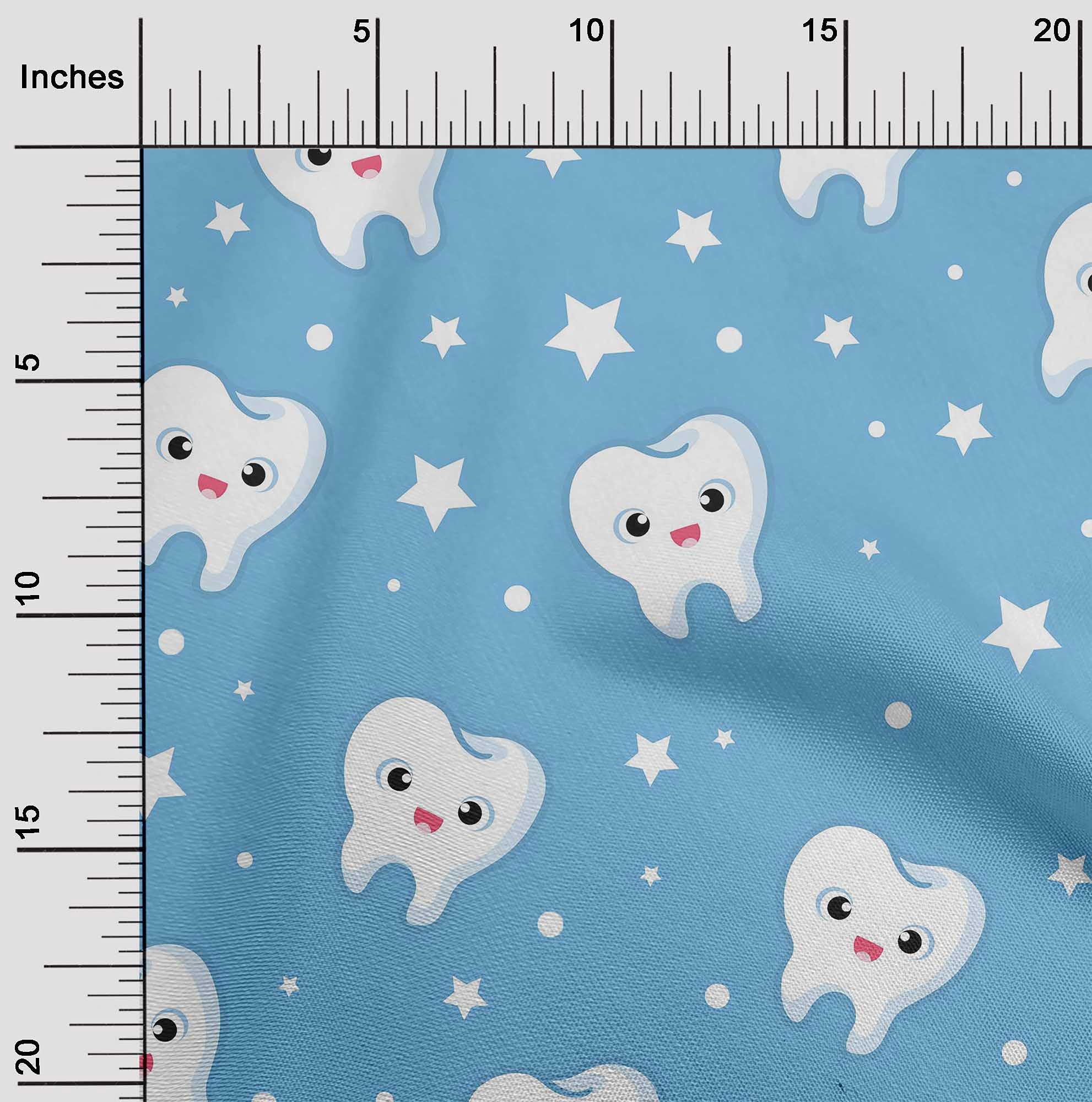 Premium 100% Cotton Poplin Fabric - Light Blue Printed Craft Material for Sewing, 42 Inches Wide by The Yard | Perfect for DIY Projects, Quilting, Dressmaking & Home Decor