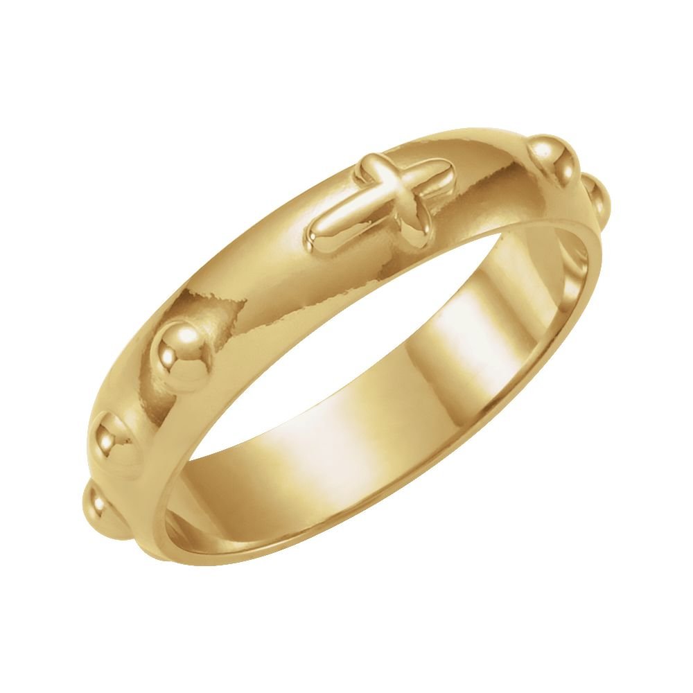 14K Yellow Gold Rosary Ring for Women - Elegant Religious Jewelry for Prayer & Faith - Perfect for Gifts, Weddings, and Daily Wear