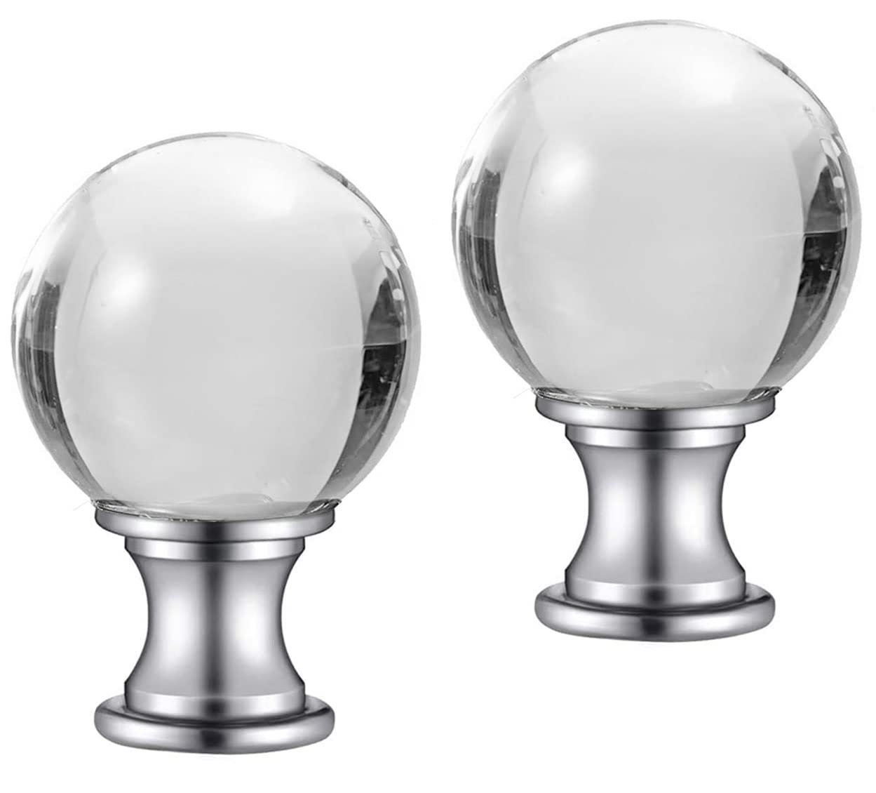 2 Pack Glass Crystal Ball Lamp Finials - Decorative Lamp Toppers for Table Lamps & Floor Lamps - Replacement Lamp Knobs - Perfect for Living Room, Bedroom & Office Decor