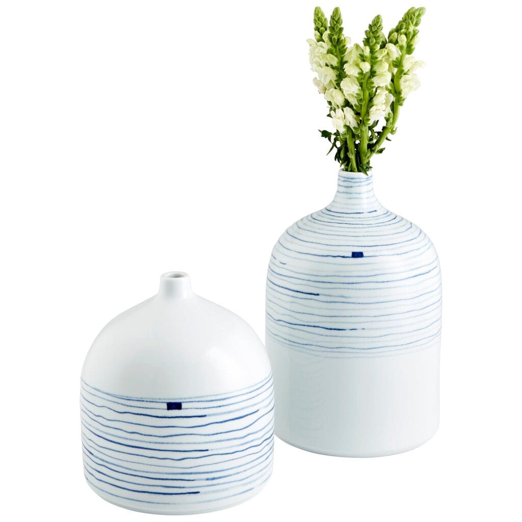 Cyan Design 10802 Whirlpool Vase - Blue and White Ceramic Home Decor - Small Tabletop Vase for Flowers, Centerpieces, and Living Room Decor