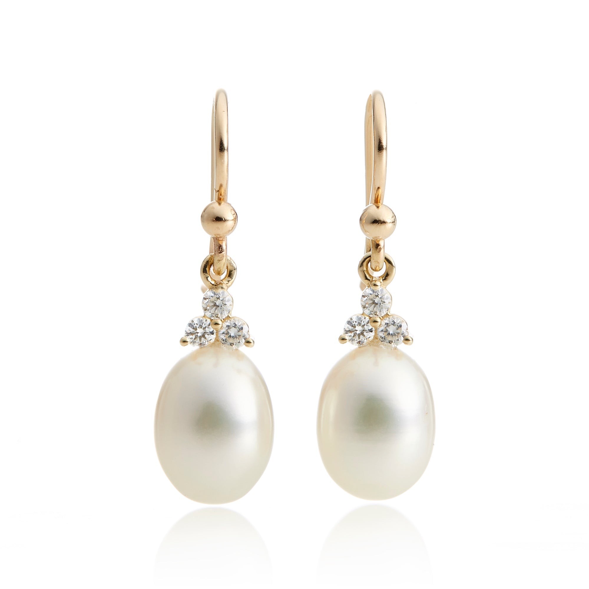 Madison Drop Earrings with Genuine Pearls & Diamonds – Elegant Dangle Earrings for Women, Perfect for Weddings, Parties & Special Occasions