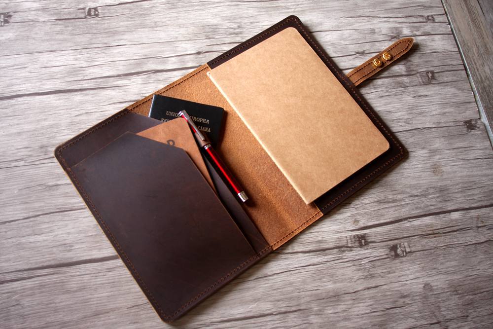 Rustic Dark Brown Leather A5 Notebook Cover - Refillable Journal Cover for Writing, Travel & Business - Handmade Leather Diary Holder for Men & Women