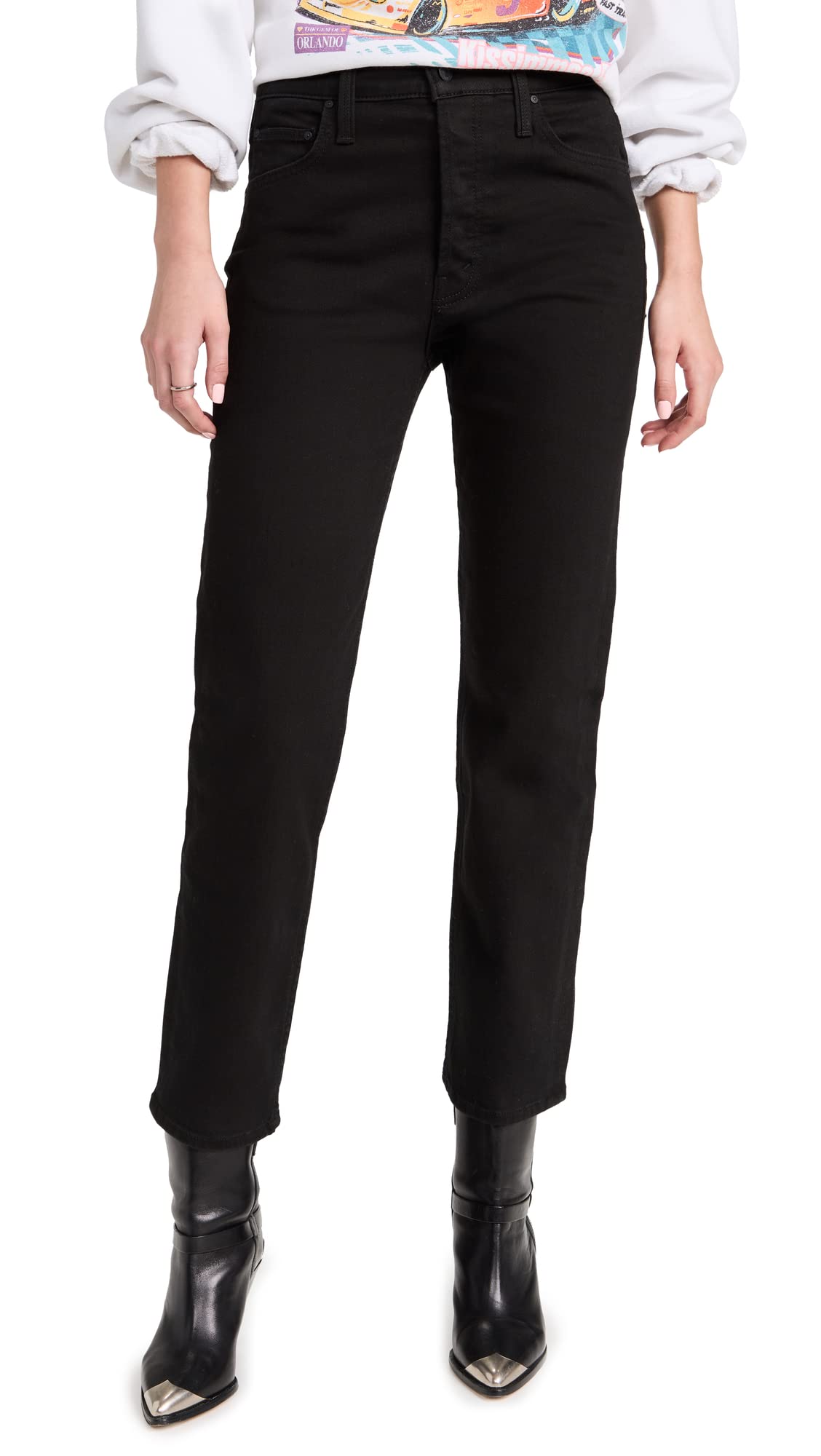 MOTHER Women's The Tomcat Ankle Jeans - High Waist Skinny Denim Pants for Casual Wear & Everyday Outfits