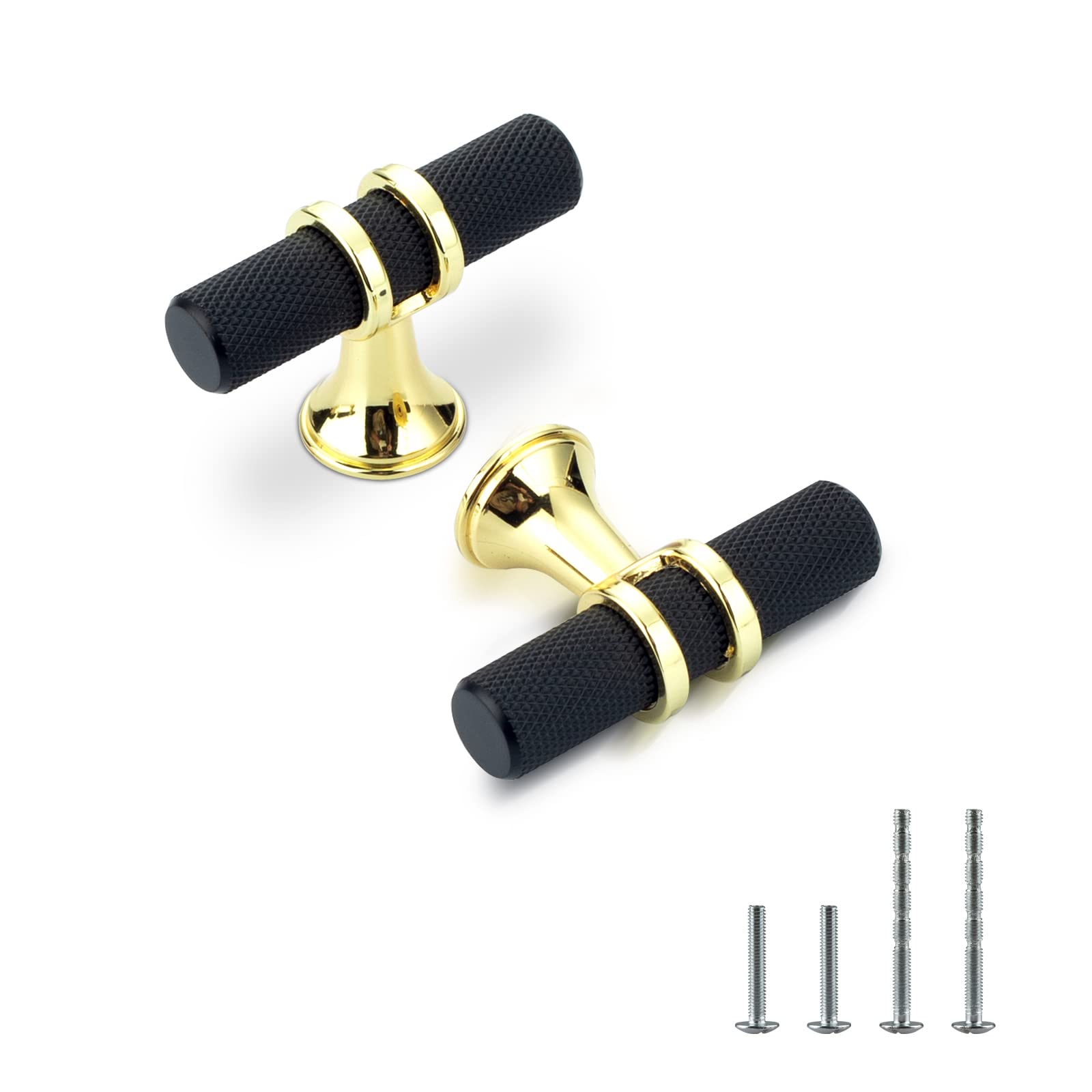 Rergy 40 Pack Matte Black Knurled Cabinet Knobs - T Bar Drawer Pulls for Kitchen, Dresser & Furniture (Durable & Stylish Hardware for Cabinets, Wardrobes & Storage)