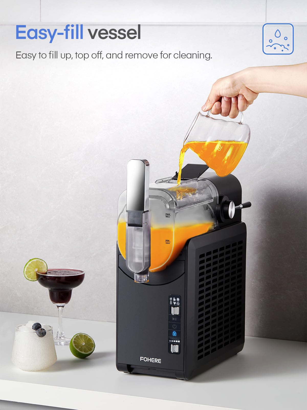 Professional Frozen Drink Maker with Quickfreeze Technology - 5 Preset Programs for Margaritas, Slushies & Frappés | Commercial & Home Use for Parties, Cafés & Restaurants | Black