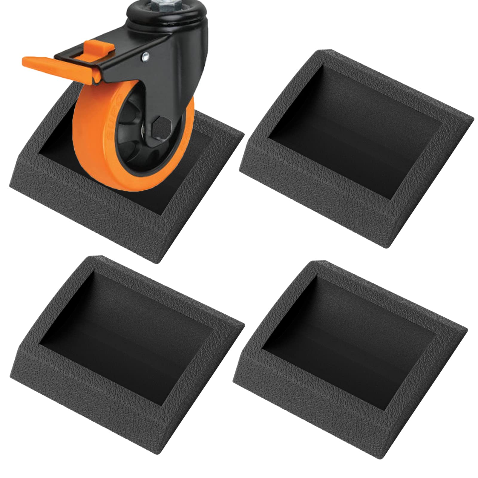 Premium 4-Pack Bed & Furniture Stoppers - Heavy Duty Solid Rubber Wheel Cups for Sofas, Beds, Chairs | Protects Floors from Scratches | Perfect for Hardwood, Tile & Carpeted Floors | Home & Office Use