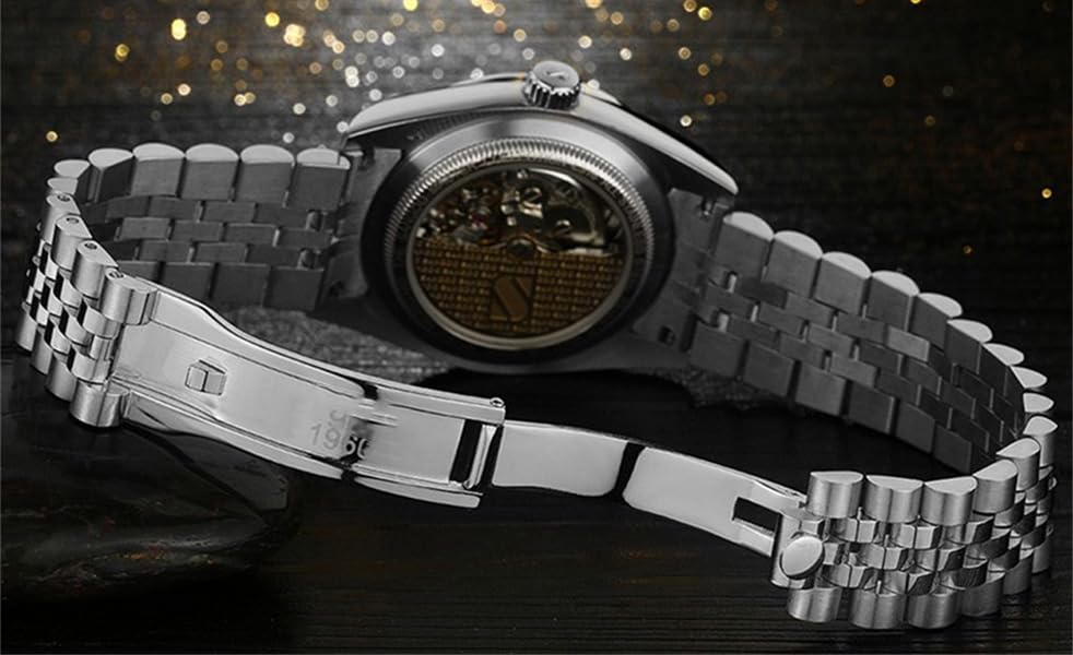 Premium Automatic Men's Watch - Gold Stainless Steel Strap with Calendar & Waterproof - Luxury Mechanical Timepiece for Business, Formal Events & Daily Wear