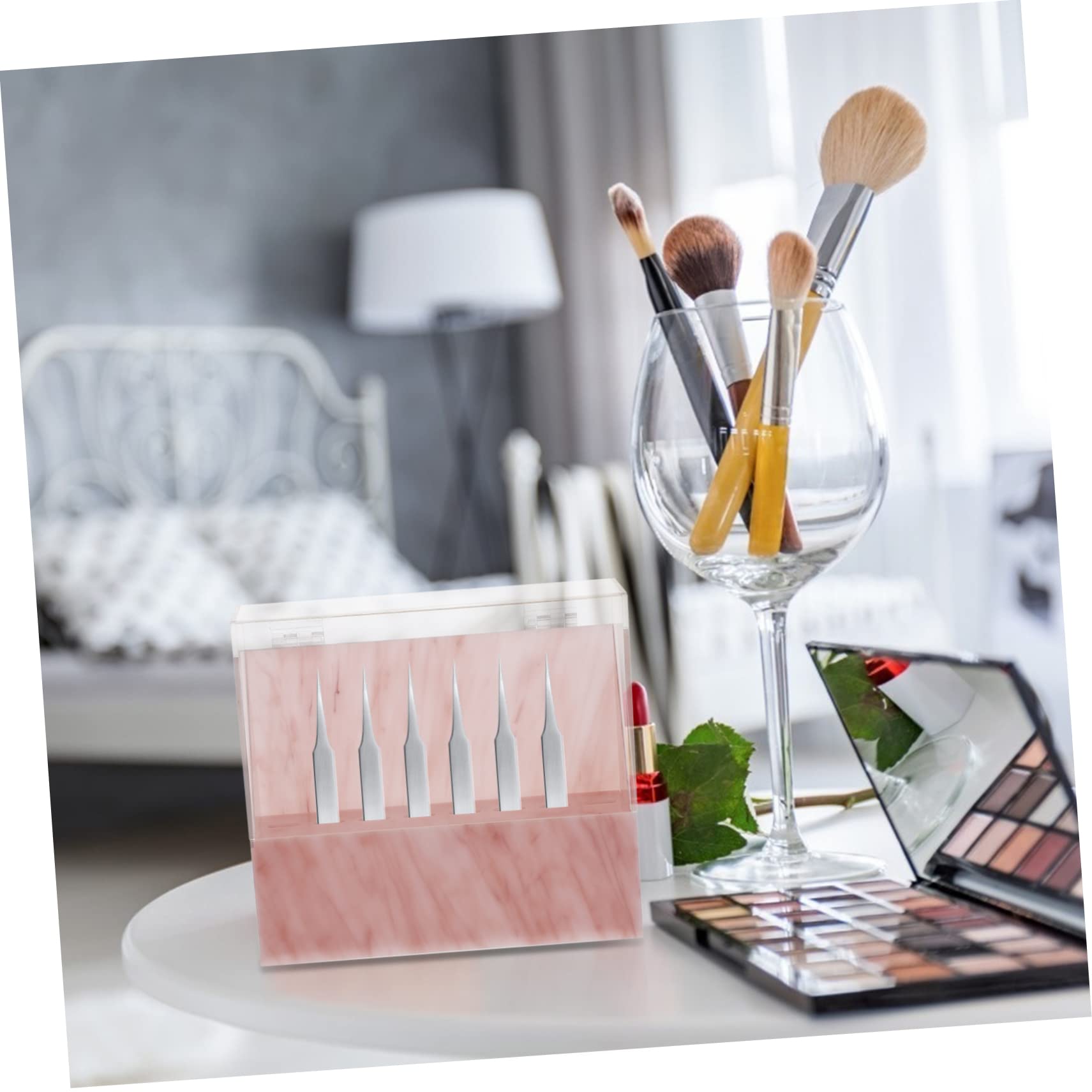 Professional Pink Acrylic Eyelash Extension Tweezers Stand & Storage Box - Makeup Kit Organizer for Lash Extension Tools, Tweezers, and Beauty Accessories - Perfect for Salon, Spa, and Home Use