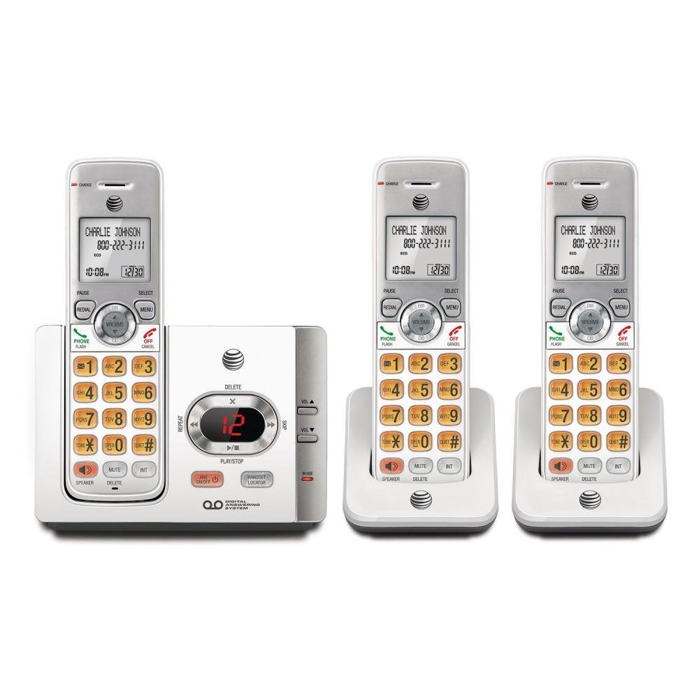 AT&T 3 Handset Cordless Phone with Digital Answering System, Caller ID & Call Waiting - Ideal for Home, Office & Elderly Use