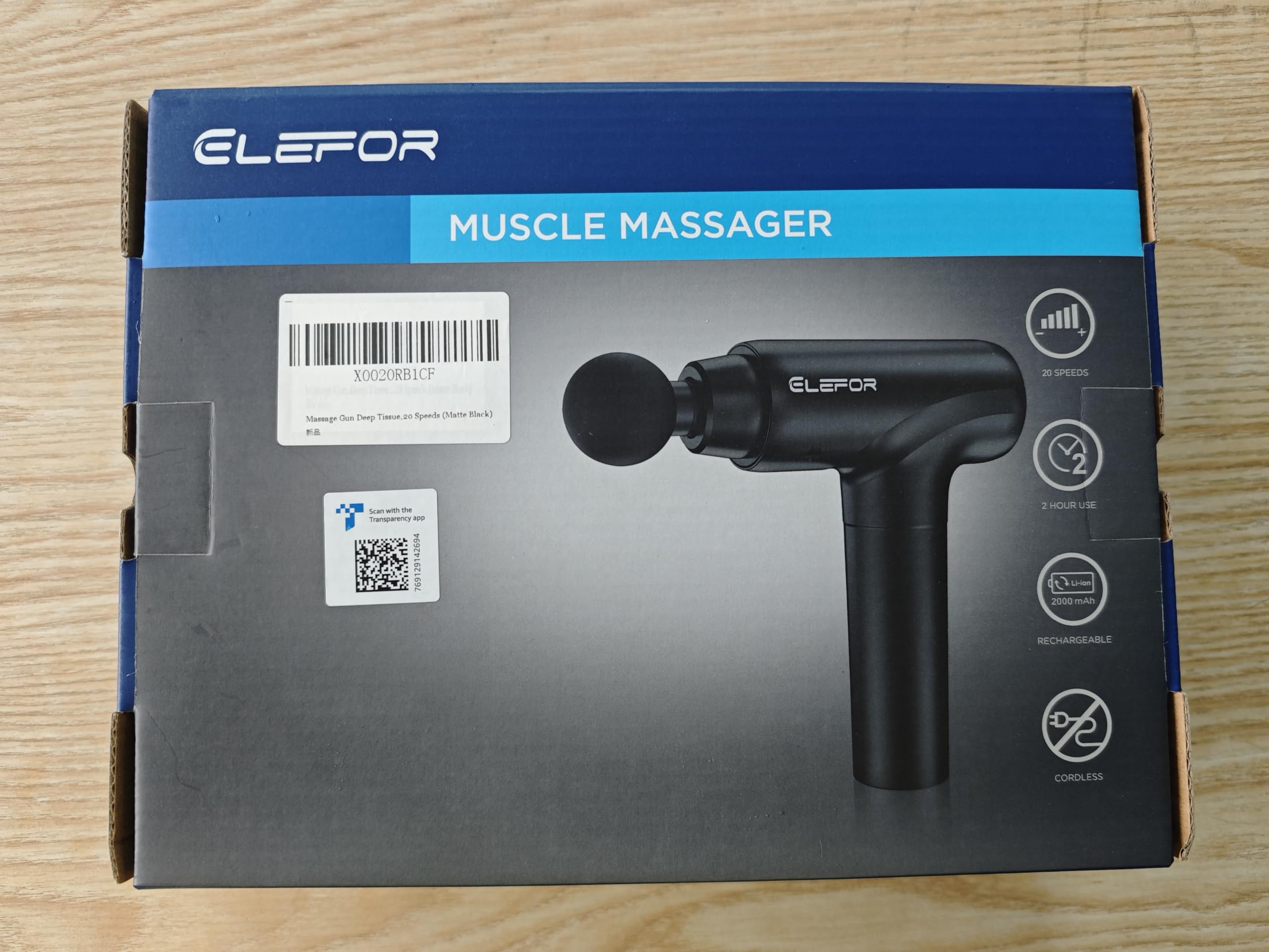 Deep Tissue Massage Gun for Athletes - Percussion Muscle Massager with 8 Attachments & 20 Speed Levels for Pain Relief - Matte Black - Perfect for Post-Workout Recovery & Muscle Therapy