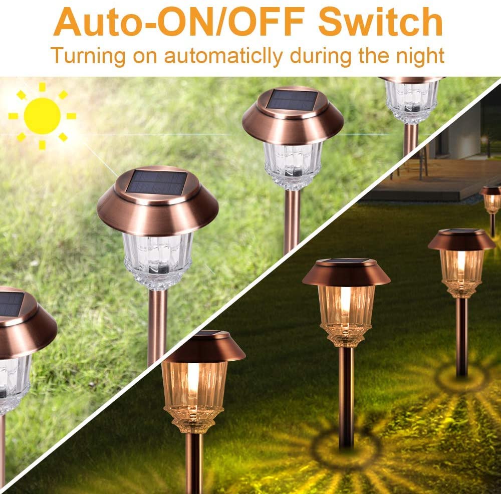 XMCOSY+ 6 Pack Solar Pathway Lights Outdoor - 10-40 LM Dimmable Waterproof Solar Garden Lights with Auto On/Off, IP65 Solar Powered Landscape Lighting for Patio, Walkway, Driveway, Yard & Garden Decor