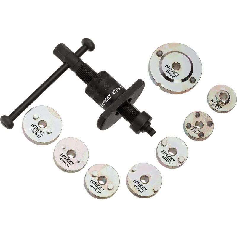 Hazet 4970/9 Professional 9-Piece Brake Piston Readjusting Tool Set for Disc Brake Maintenance - Perfect for Auto Repair Shops & DIY Mechanics