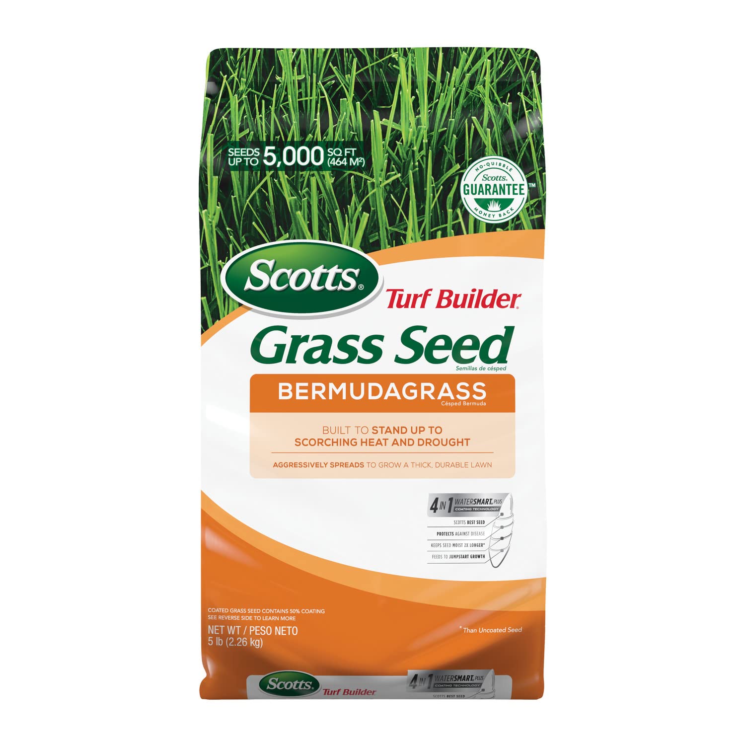 Scotts Turf Builder Grass Seed Bermudagrass - Heat & Drought Resistant, Full Sun Lawn Mix (5 lbs) - Perfect for Southern Lawns, Golf Courses & High-Traffic Areas