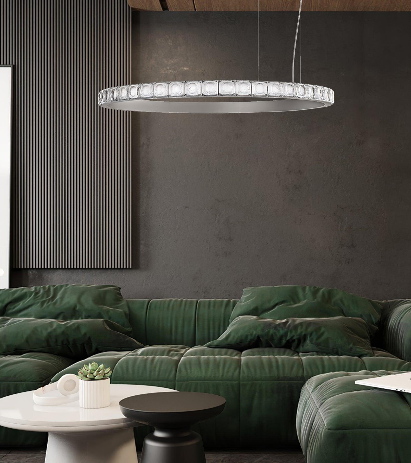Aura Ring Chandelier - Elegant Crystal Ceiling Light Fixture for Dining Room, Living Room & Bedroom | Modern Home Decor Lighting for Wedding, Party & Special Occasions