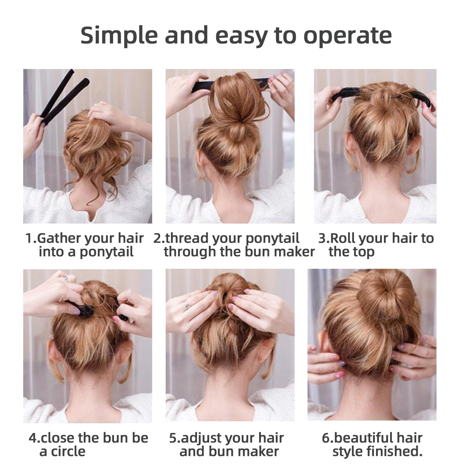 4 Pcs Dark Brown Hair Bun Maker for Women & Kids - No Pin Needed, Easy-to-Use Donut Bun Hair Accessories for School, Work, Party & Everyday Hairstyles