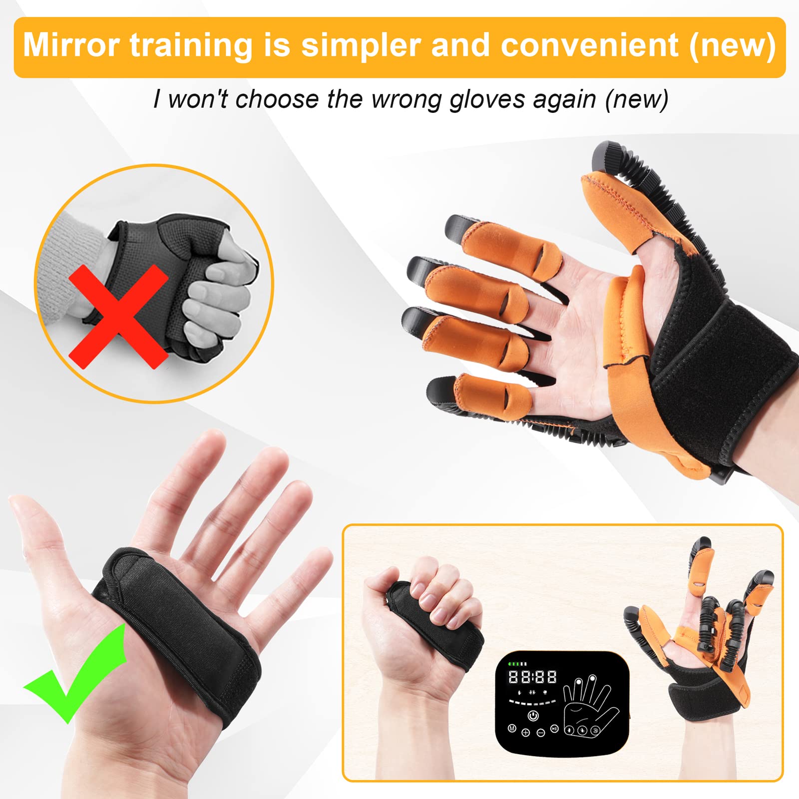 Upgraded Rehabilitation Robotic Gloves for Hand Therapy - Stroke & Paralysis Recovery Assist Device - Electric Hand Machine for Physical Therapy - Ideal for Post-Stroke Rehabilitation & Neurological Injury Recovery (Home & Clinical Use)