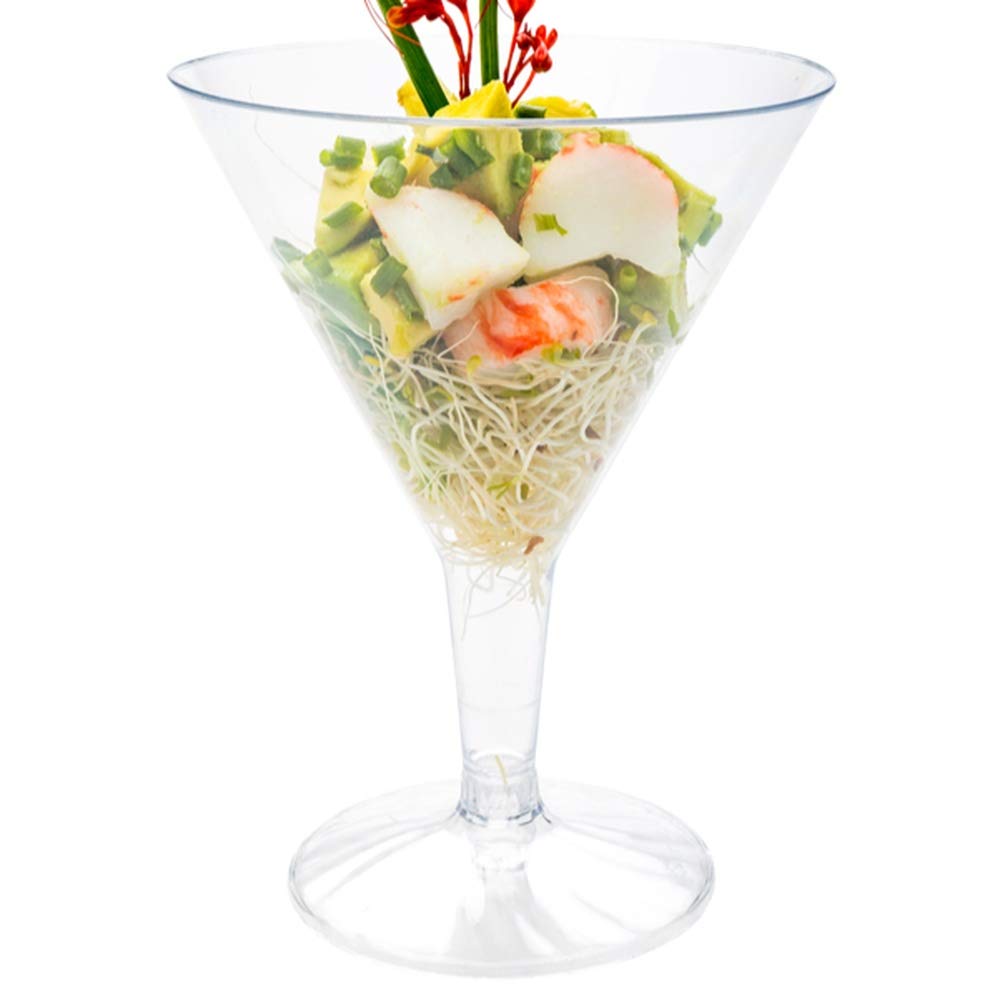 Premium 7.5 oz Clear Plastic Martini Glasses - 100-Pack Round Disposable Cocktail Cups for Weddings, Parties & Events | Restaurantware Unassembled Barware for Easy Storage & Transport