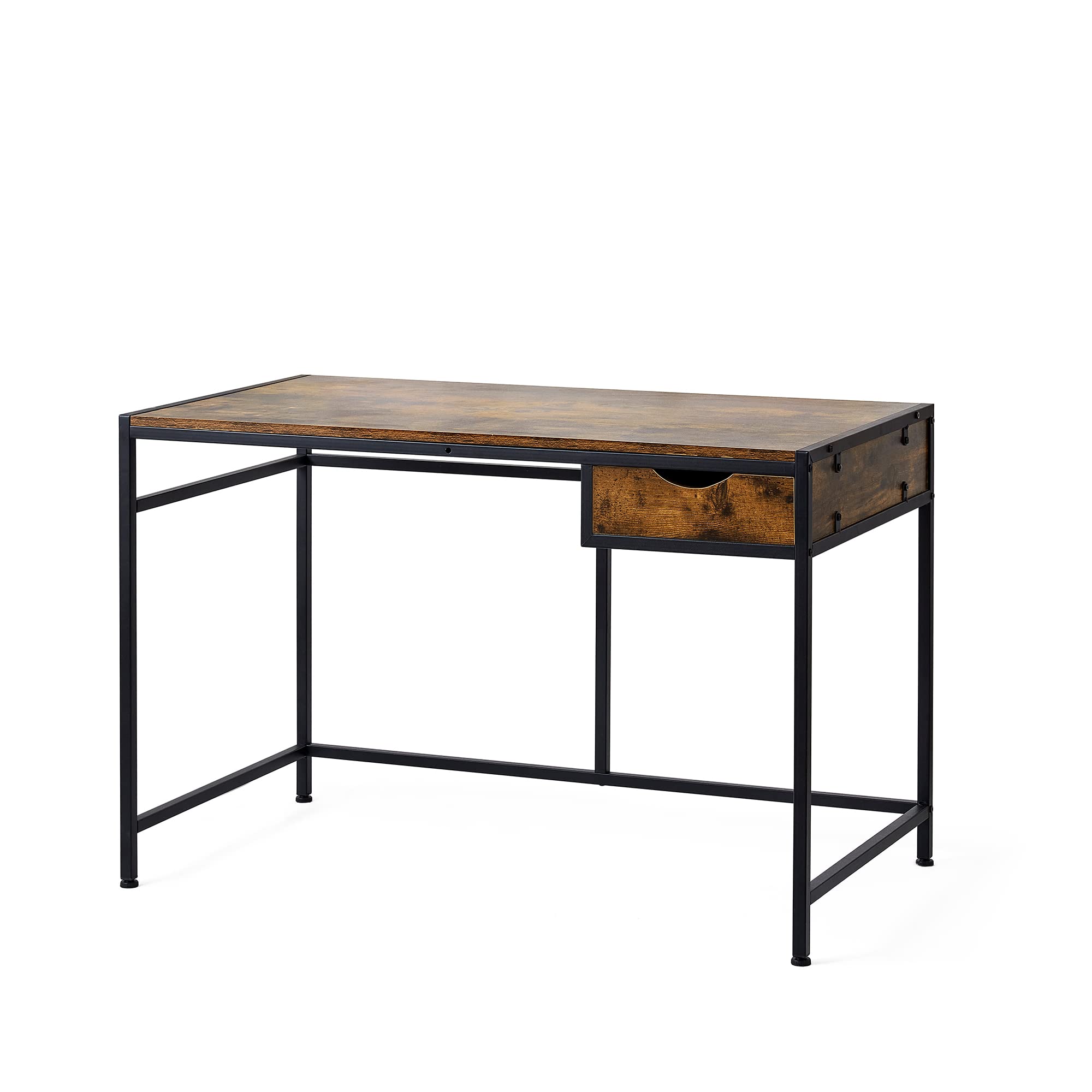 Suprima® Office Desk with Drawer - Hickory Teak Wooden Computer Workstation for Home & Office Use