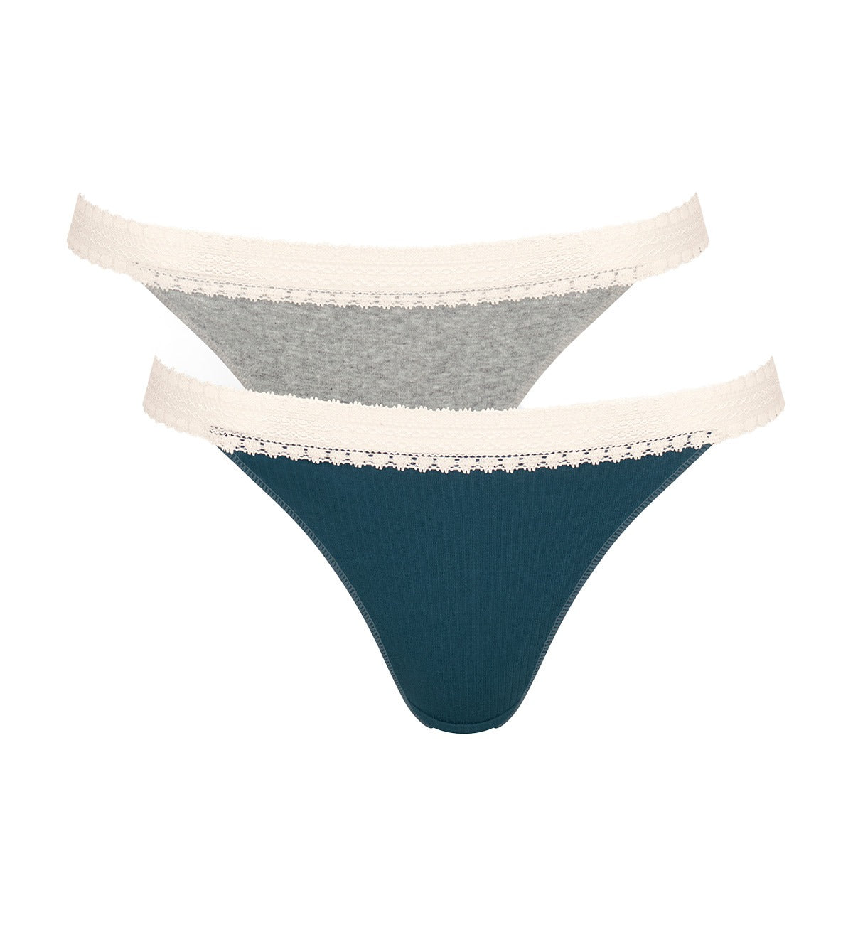 SLOGGI GO RIBBED TANGA TWIN PACK - Comfortable Cotton Underwear for Women, Seamless Panties Set - Perfect for Everyday Wear, Yoga & Lounge